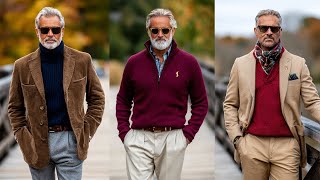 Ralph Lauren Fall Winter 2025 – Rich Plum and Taupe Outfits for Mature Men’s Style screenshot 1