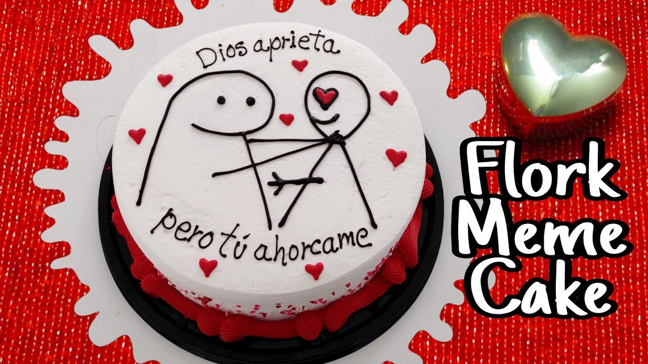 Pastel San Valentín, Flork Meme Sticker Cake #Memes #cake