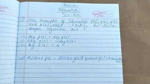 Give examples of polynomials p(x), g(x), q(x) and r(x), which satisfy the division algorithm and