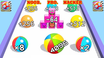 Multiballs Run 2048+ | Noob vs Pro vs Hacker in multiballs run 2048 3d games Videos New Level 10..30