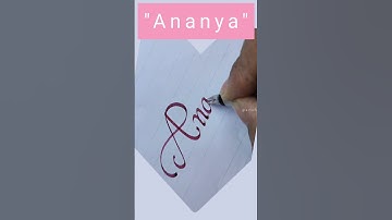 "Ananya" name in calligraphy writing l #calligraphy #cursive #handwriting #youtubeshorts #shorts