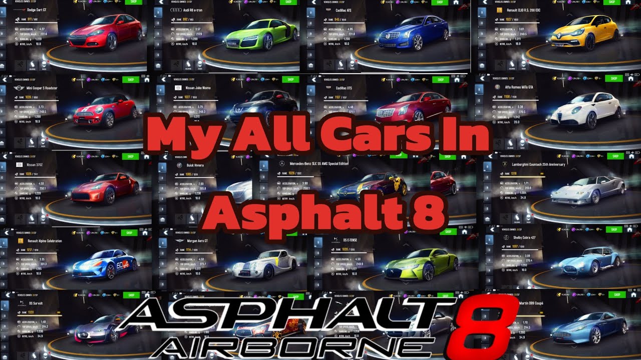 My All Cars In Asphalt 8 #Asphalt 8 Airborne #Asphalt car Racing - YouTube