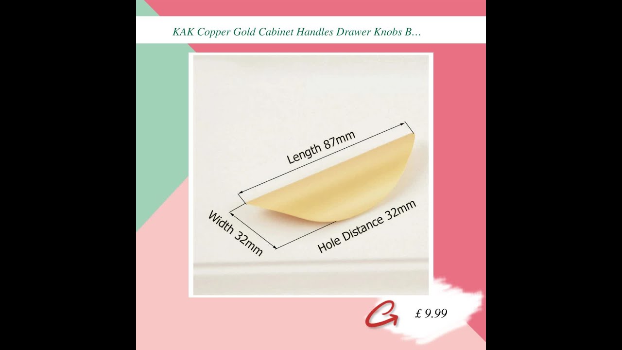 KAK Copper Gold Cabinet Handles Drawer Knobs Black Kitchen Handles Cupboard Door Pulls Half Moon ...