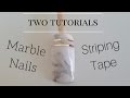 How to Marble stone nails with striping tape - Two detailed tutorials - Tips and tricks - Nail art