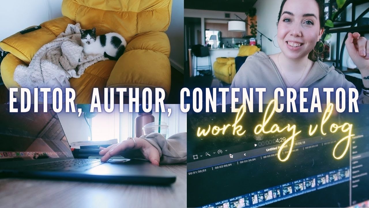 a work day in my life as an editor, author, and content creator - YouTube