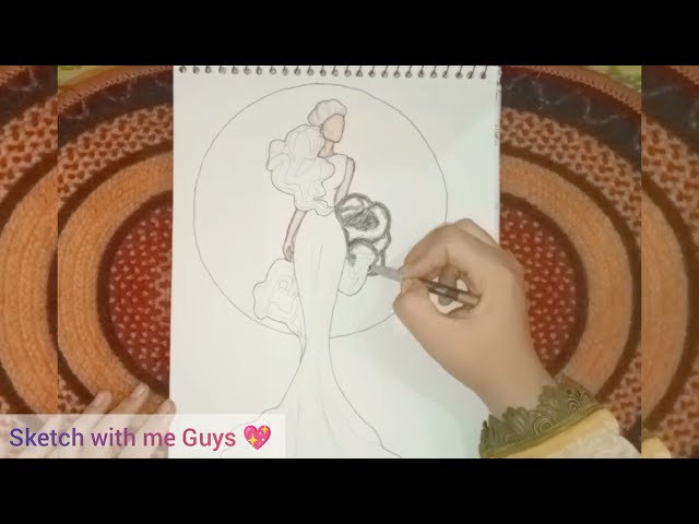 How to a Beautiful red dress drawing tutorial || Fashion illustration || Drawing colours