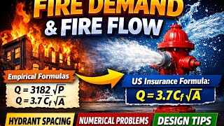 Fire Demand & Fire Flow calculation |Hydrant Spacing | Numerical Problems | Water Supply Engineering