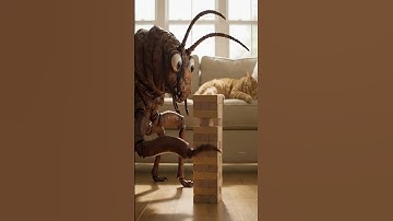 Cat Reacts to Epic Jenga Collapse