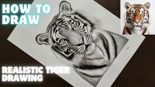 HOW TO DRAW REALISTIC TIGER DRAWING | Tutorial video for beginners #howtodraw #realisticdrawing