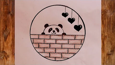 Pencil Drawing in Circle Easy Step By Step | Panda Drawing in Circle | Easy Circle Scenery Drawing
