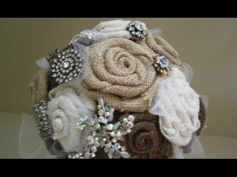 burlap flower wedding bouquet