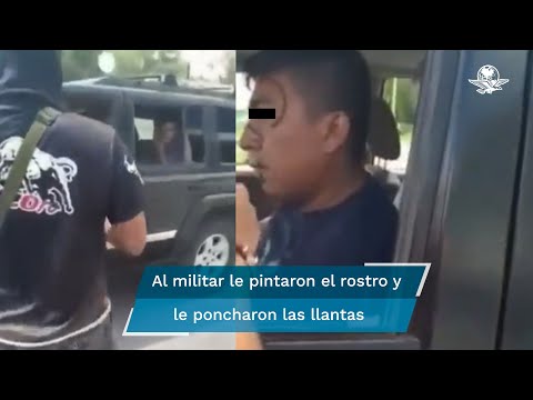 Sicarios del Cártel del Noreste interceptan a militar junto con su familia y lo humillan