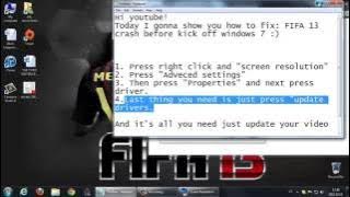 Download lagu FIFA 13 crash fix - Windows 7