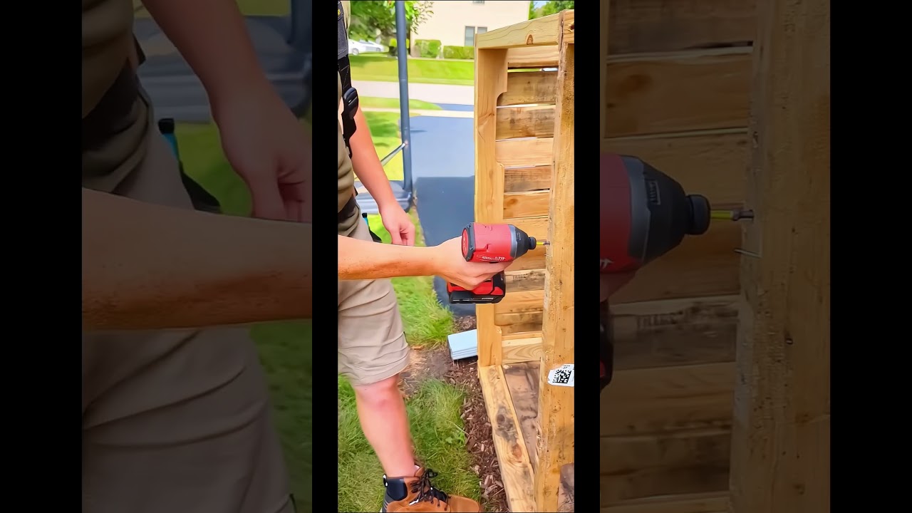 Turning Old Pallets into an outdoor Rustic Garbage Bin Storage and testing out the New 
