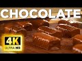 Chocolate  4k relaxation film  chocolate factory  sweet production lines