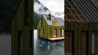 Building a Dream Floating Cabin on a Misty Lake