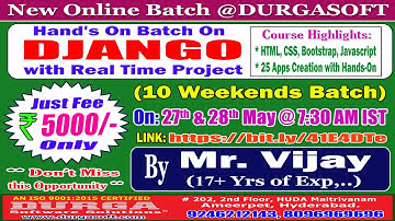 DJANGO (10 Weekends Batch) Online Training @ DURGASOFT
