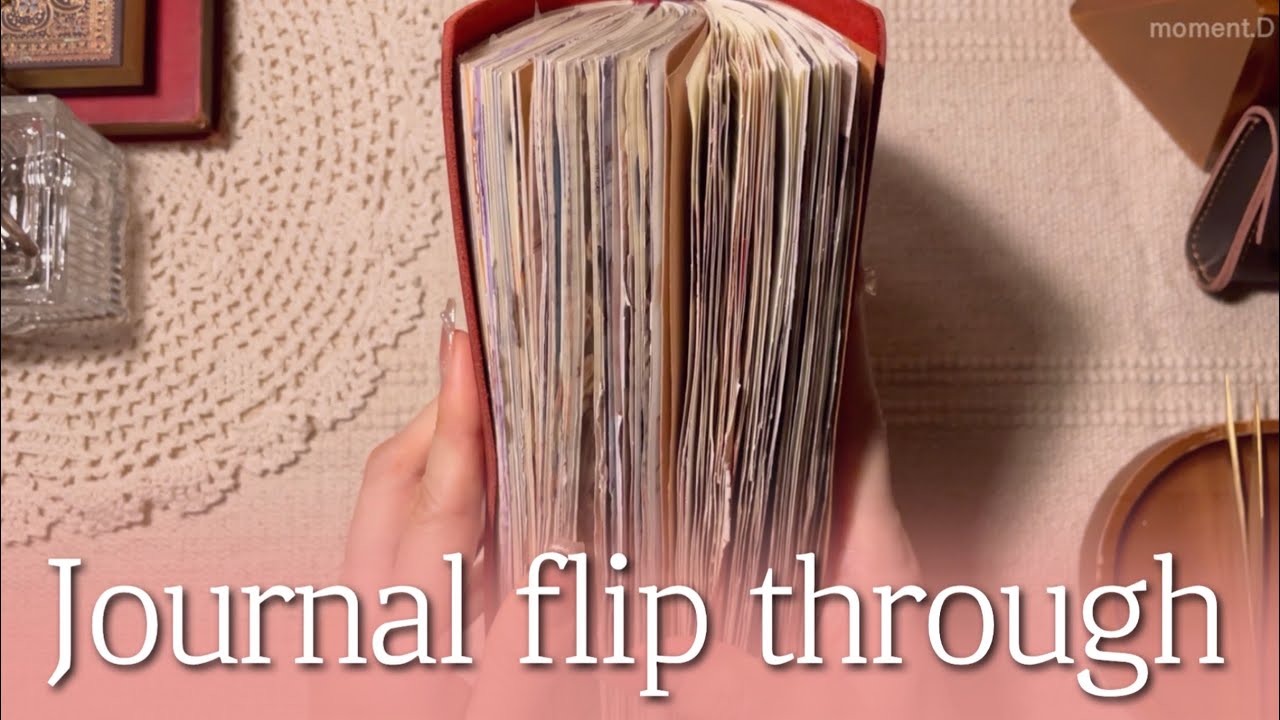 [Sub] 빨간 노트 끝! 그동안 꾸민 다꾸 몰아보기📚 마지막 장 호다닥 꾸미고요😉 Art Journal flip through ASMR #コラージュ #collage 4K 