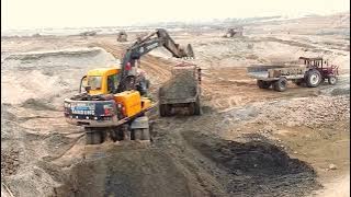 Samsung Volvo loading tractor trolley||excavator speadly work||drive Punjabi style