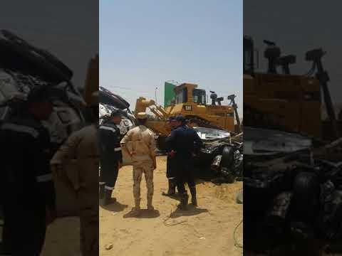 حادث خطير علي طريق السويس اليوم وانقلاب عربيات وضحايا