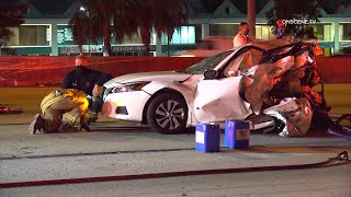 Sedan Crushed In Fatal Crash, DWI Suspect Arrested In Houston