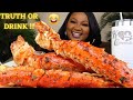 GIANT SPICY KING CRAB , SEAFOOD BOIL MUKBANG 먹방쇼 シーフード + TRUTH OR DRINK CHALLENGE !!