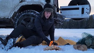 Winter Car Camping in Big Mountains  Wolves, Wild Horses, Burgers and Guitar