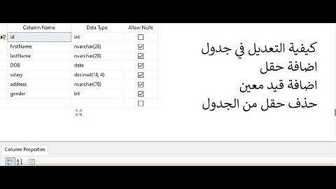 4 التعديل في جداول قاعدة البيانات Altering tables in database