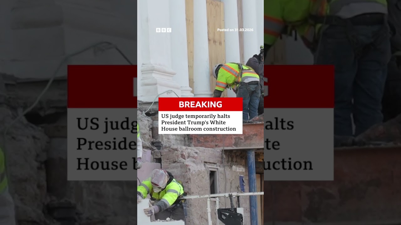 Judge temporarily halts President Trump's White House ballroom construction project. #BBCNews