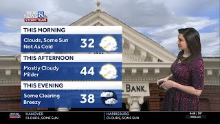 Milder temperatures today rain arrives Thursday evening in south-central Pennsylvania