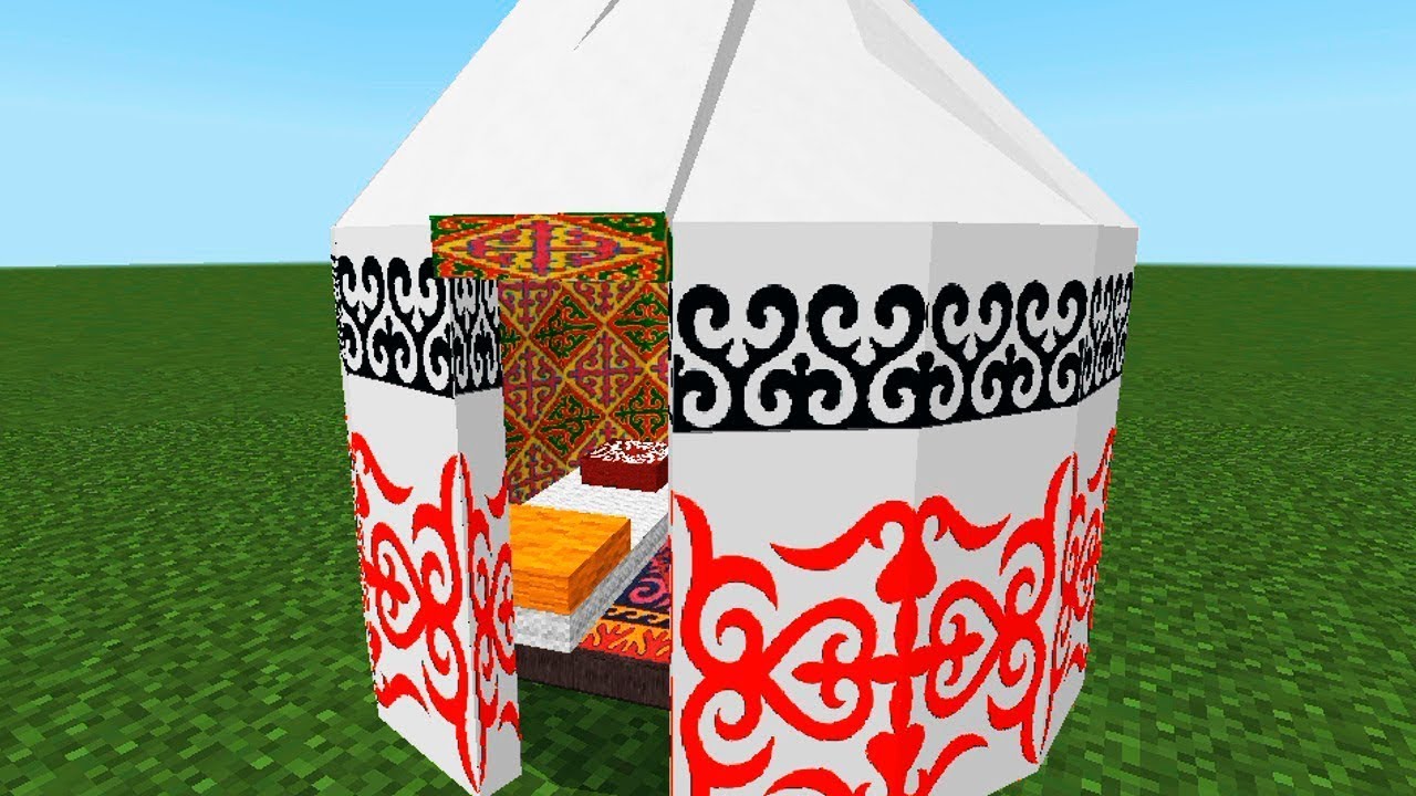 Kazakh Yurt Kazakhstan Furniture addon in Minecraft PE - YouTube