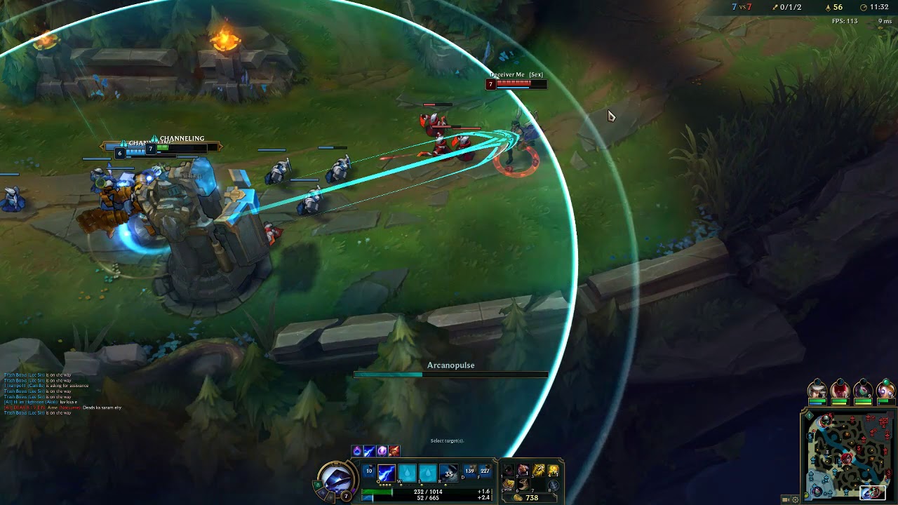 Xerath trolling in silver ADC bot Arcane comet