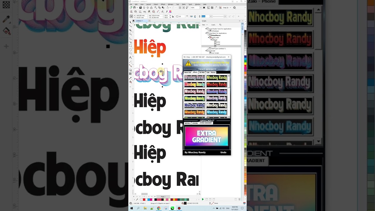 Corel Plugin - Macro Corel - 3D text update ver 1.4
