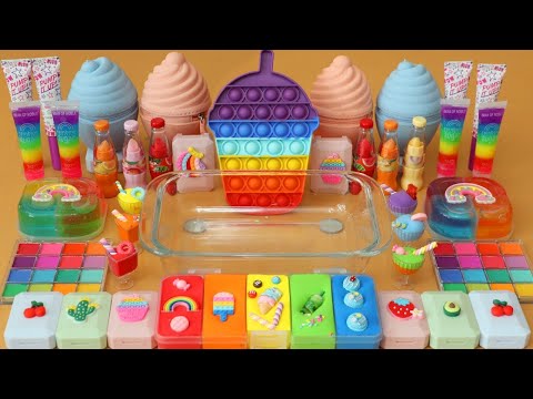 Mixing”<strong>Food</strong> Rainbow” Eyeshadow and Makeup,parts,glitter Into <strong>Slime</strong>!Satisfying <strong>Slime</strong> Video!★ASMR★