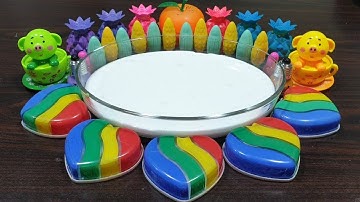 Mixing Random things into Glossy slime ! Relaxing slime video ! Alex slime