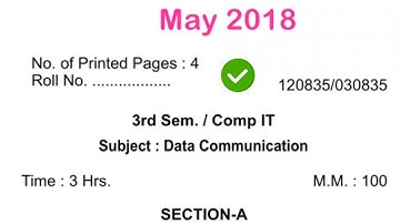 HSBTE Diploma 3rd Sem Data Communication Question Paper May 18
