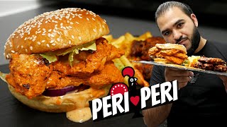 Peri Peri Chicken Burger with Peri Peri Wings and Fries | Halal Chef