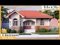 9.3 by 10 meters (30 by 33 ft), 3 Bedrooms, House Design  (85 square mtr /915 square ft)