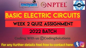 Basic Electric Circuits Week 2 Quiz Answer Solution | NPTEL 2022 | SWAYAM