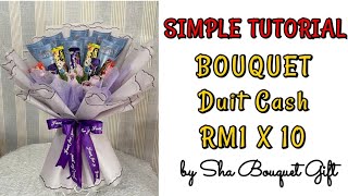 Tutorial Bouquet Duit 10 keping mix chocolate ll DIY Buket yang ll bouquet dengan 3 helai wrapping