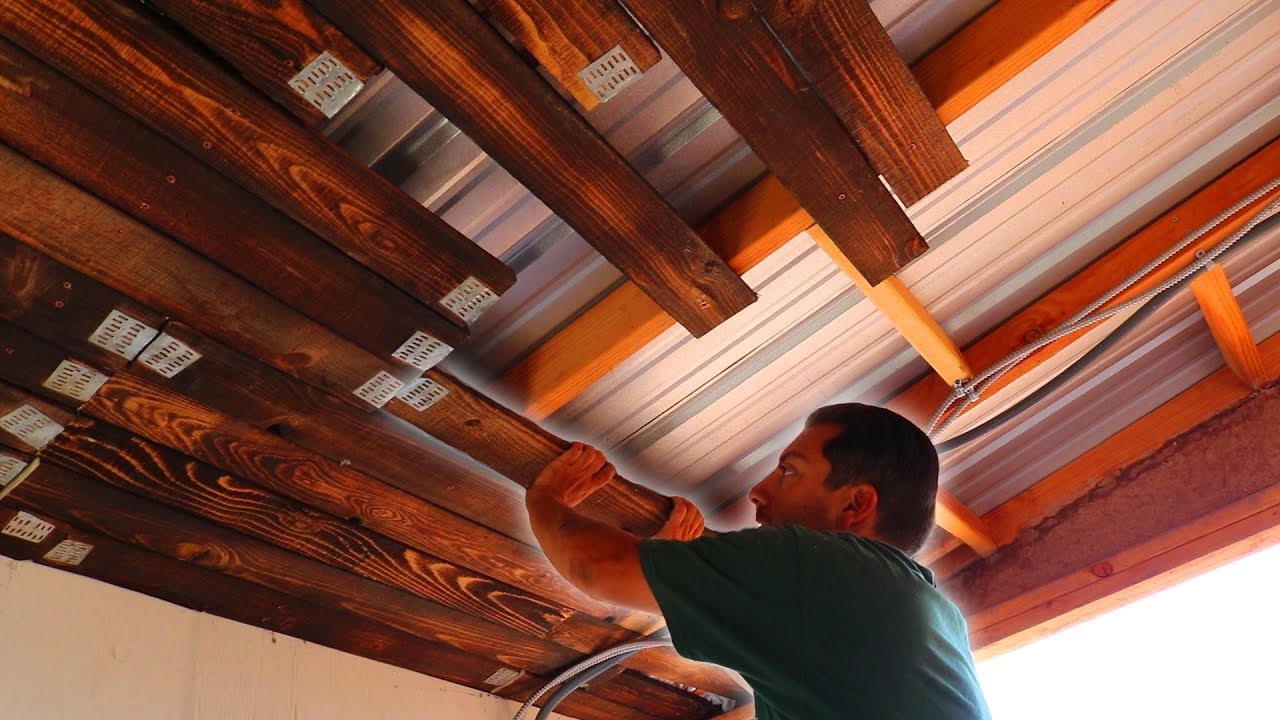Diy Pallet Wood Ceiling Off Grid Solar Shed Project