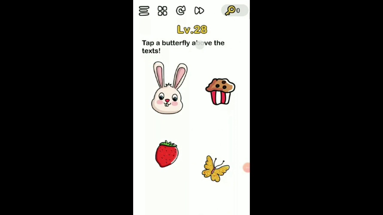 || Tap a butterfly above the text || Brain out level 28 ||