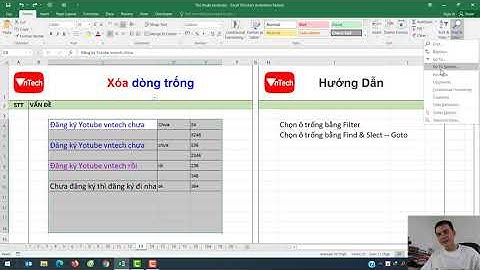 Xóa dòng trống trong excel | VnTech | A Bờ Cờ