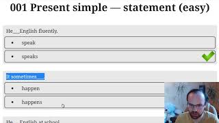 5555 English Grammar Tests 1 10 Present Simple Tense. English grammar lessons for beginner screenshot 1