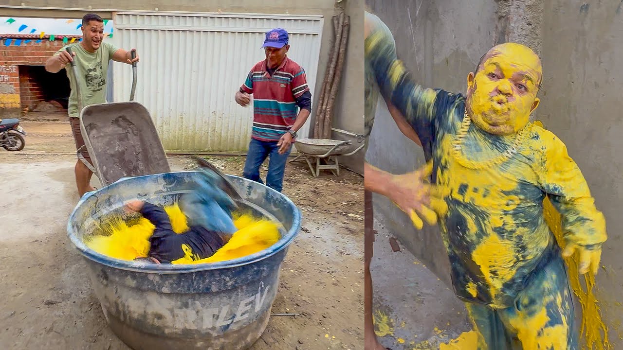 LEÔNCIO DÁ BANHO DE TINTA AMARELA EM PILILIU NA CAIXA D’DÁGUA 🤣 | PILILIU DA RESENHA SHORTS