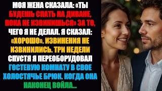 картинка: Моя жена сказала: «Ты будешь спать на диване, пока не извинишься» за что-то // Истории