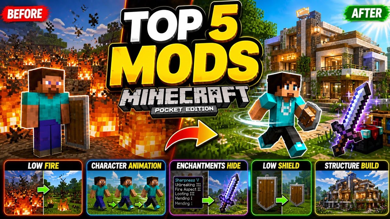 Top 5 BEST MODS For MCPE 1.21+ 🔥 || Amazing Mods For MCPE 1.21 || - YouTube