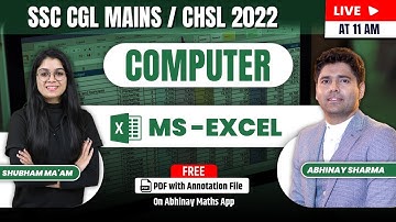 MS - Excel | Computer  | SSC CGL Mains | CHSL 2022  | By Shubham ma