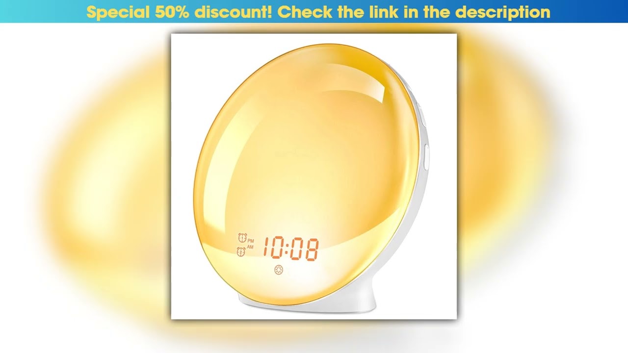 Wake Up Light Alarm Clock with SunriseSunset Simulation Dual Alarms FM Radio Nightlight 7 Colors