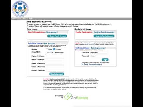 GotSoccer Player Registration